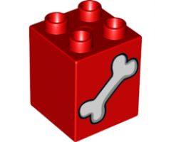 Duplo, Brick 2 x 2 x 2 with White Bone Pattern
