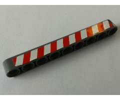Technic, Liftarm 1 x 9 Thick with Red and White Danger Stripes Model Left Side Pattern (Sticker) - Set 8289