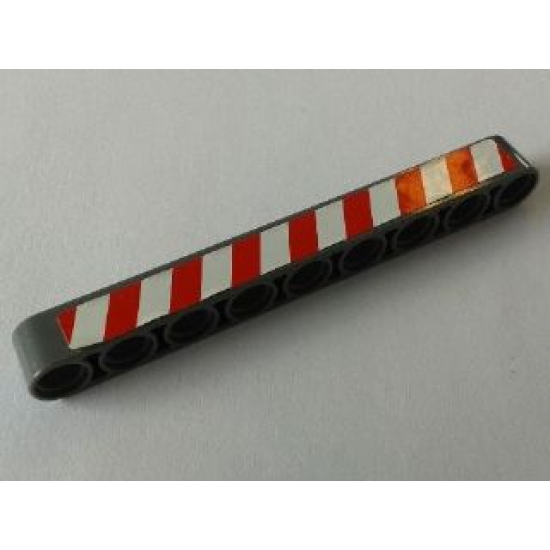 Technic, Liftarm 1 x 9 Thick with Red and White Danger Stripes Model Left Side Pattern (Sticker) - Set 8289