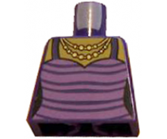 Torso Female Top with Dark Purple Stripes and Gold Necklace Pattern