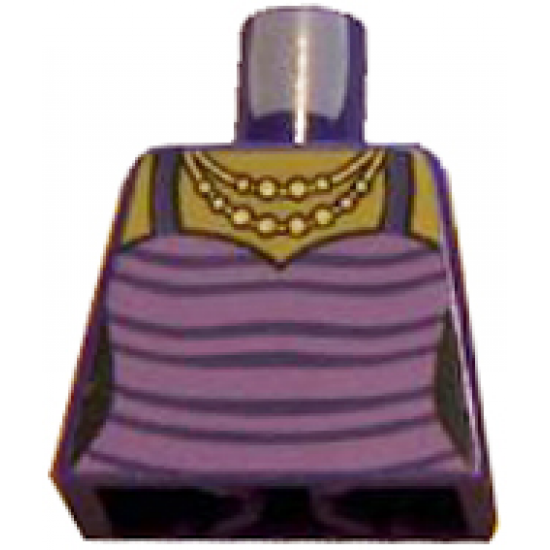 Torso Female Top with Dark Purple Stripes and Gold Necklace Pattern