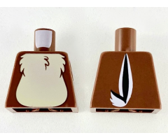 Torso Tan Fur on Chest with Black and White Tail to Left on Back Pattern
