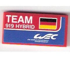 Tile 2 x 4 with 'TEAM 919 HYBRID', German Flag and 'WEC FIA WORLD ENDURANCE CHAMPIONSHIP' Pattern (Sticker) - Set 75876