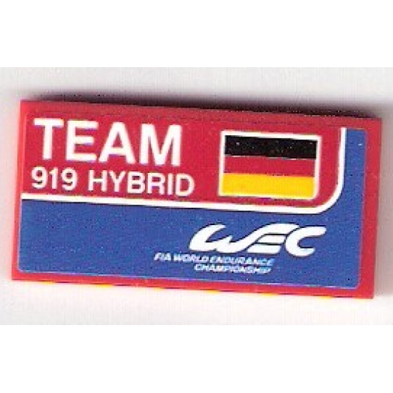 Tile 2 x 4 with 'TEAM 919 HYBRID', German Flag and 'WEC FIA WORLD ENDURANCE CHAMPIONSHIP' Pattern (Sticker) - Set 75876
