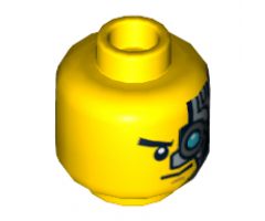 Minifigure, Head Alien with Mechanical Left Eye Light Blue, Head Plates Pattern - Hollow Stud