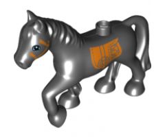 Duplo, Animal Horse with Dark Orange Bridle and Saddle Pattern
