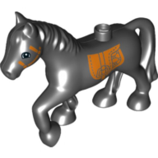 Duplo, Animal Horse with Dark Orange Bridle and Saddle Pattern