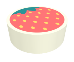 Tile, Round 1 x 1 with Coral Strawberry Pattern