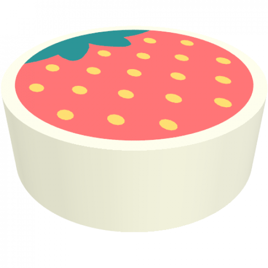 Tile, Round 1 x 1 with Coral Strawberry Pattern
