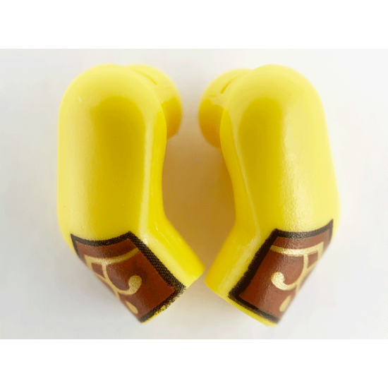 Arm, (Matching Left and Right) Pair with Reddish Brown and Gold Cuffs Pattern