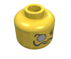 Minifigure, Head Glasses with Monocle, Scar, and Moustache Pattern - Blocked Open Stud