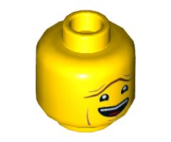 Minifigure, Head Dual Sided, Reddish Brown Unibrow, Open Mouth Smile, Raised Unibrow / Lowered Unibrow Pattern (President Business) - Hollow Stud