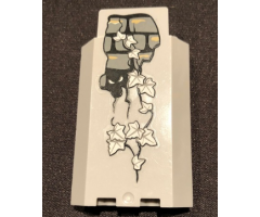 Panel 3 x 3 x 6 Corner Wall without Bottom Indentations with Bricks, 11 White Ivy Leaves and White Eyes Looking Right Pattern, Glow in the Dark (Sticker) - Set 9468