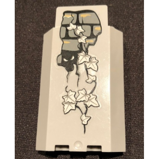 Panel 3 x 3 x 6 Corner Wall without Bottom Indentations with Bricks, 11 White Ivy Leaves and White Eyes Looking Right Pattern, Glow in the Dark (Sticker) - Set 9468