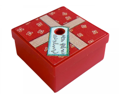 Container Box 3.5 x 3.5 x 1.3 with Hinged Lid with Flowers Present / Gift Wrap Pattern (Sticker) - Set 3108