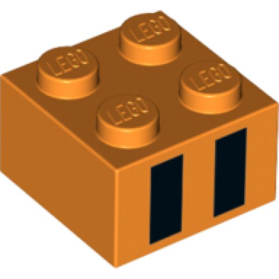 Brick 2 x 2 with Two Black Rectangles Pattern