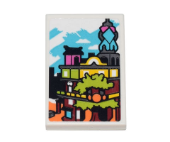 Tile 2 x 3 with Ninjago City Gardens Model Pattern (Sticker) - Set 71741
