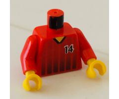 Torso Soccer Black Fading Stripes and No. 14 Front and Back Pattern / Red Arms / Yellow Hands
