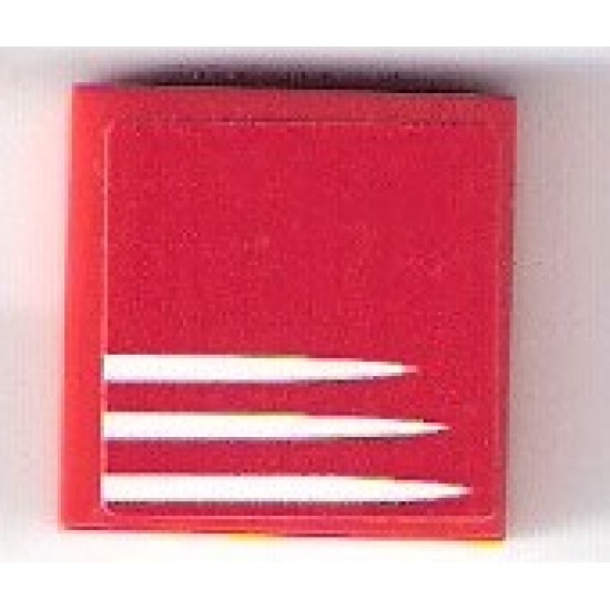 Tile 2 x 2 with 3 White Stripes on Red Background Pattern (Sticker) - Set 75876