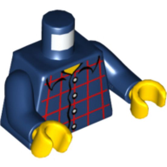 Torso Studios Plaid Button Shirt Front, 2012 The LEGO Store Alpharetta, GA Back Pattern / Dark Blue Arms / Yellow Hands