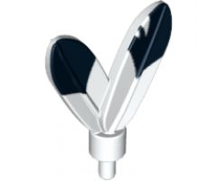 Minifigure, Headgear Accessory Plume Feathers with Pin with Black Tips on 1 Side Pattern