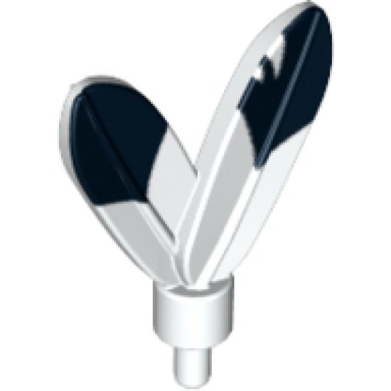 Minifigure, Headgear Accessory Plume Feathers with Pin with Black Tips on 1 Side Pattern