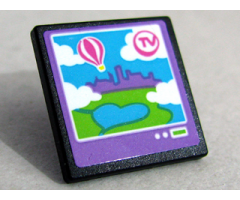 Road Sign 2 x 2 Square with Open O Clip with 'TV', Heartlake City, Clouds and Balloon on Screen Pattern (Sticker) - Set 41109