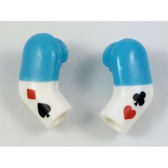 Arm, (Matching Left and Right) Pair with Medium Azure Short Sleeves and Playing Card Suit Symbols Pattern