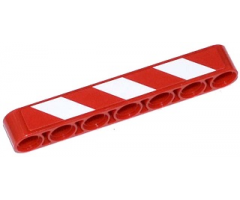 Technic, Liftarm 1 x 7 Thick with Red and White Danger Stripes Thin Pattern Model Left Side (Sticker) - Set 42024