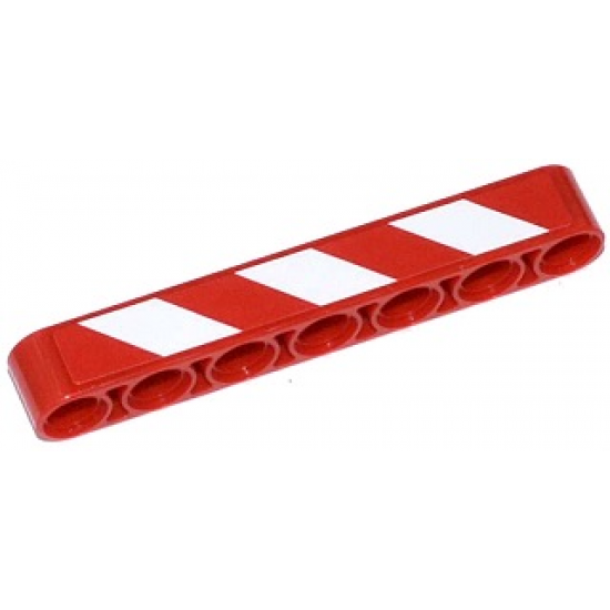 Technic, Liftarm 1 x 7 Thick with Red and White Danger Stripes Thin Pattern Model Left Side (Sticker) - Set 42024
