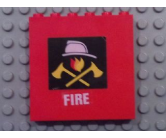 Brick 1 x 6 x 5 with Fire Logo and White 'FIRE' Pattern (Stickers) - Set 7240