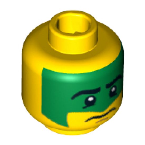 Minifigure, Head Face Paint with Green War Paint Pattern - Blocked Open Stud