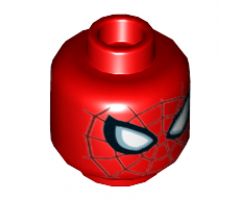 Minifigure, Head Alien with Spider-Man Dark Red Web and Large White Eyes Pattern - Hollow Stud
