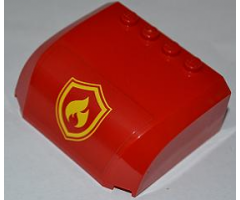 Windscreen 5 x 6 x 2 Curved Top Canopy with 4 Studs with Yellow and Red Fire Logo Badge Pattern (Sticker) - Set 4430