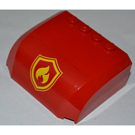 Windscreen 5 x 6 x 2 Curved Top Canopy with 4 Studs with Yellow and Red Fire Logo Badge Pattern (Sticker) - Set 4430