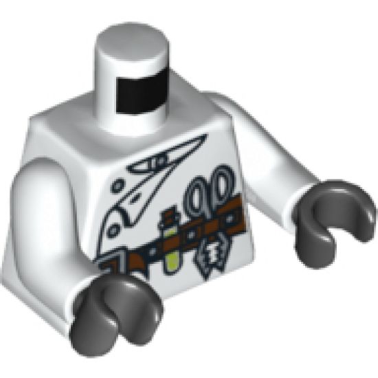 Torso Monster Fighters Scientist with Lab Coat and Tool Belt Pattern / White Arms / Black Hands