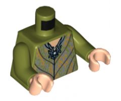 Torso Robe with Silver and Olive Green Chain Mail and Pendant Pattern / Olive Green Arms / Light Nougat Hands