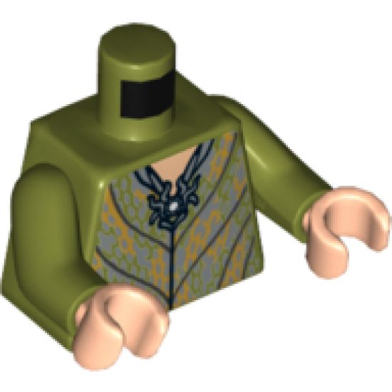 Torso Robe with Silver and Olive Green Chain Mail and Pendant Pattern / Olive Green Arms / Light Nougat Hands