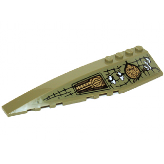 Wedge 12 x 3 Left with Mechanical Panel, Small Teeth, Vines and Gold Chima Pattern (Sticker) - Set 70227