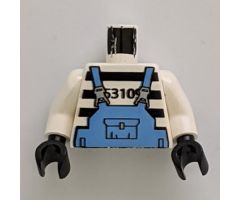 Torso Jail Stripes with Medium Blue Overalls Pattern / White Arms / Black Hands