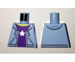 Torso Hooded Sweatshirt Open with Purple Shirt with Silver Star Pattern