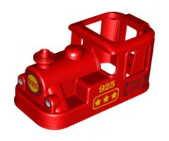 Duplo, Train Steam Engine Cabin 4 x 8 x 3 1/2 with Yellow No. 925 Pattern