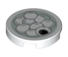 Tile, Round 2 x 2 with Bottom Stud Holder with Tang Yuan Sesame Rice Balls on Light Aqua Plate Pattern
