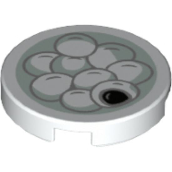 Tile, Round 2 x 2 with Bottom Stud Holder with Tang Yuan Sesame Rice Balls on Light Aqua Plate Pattern