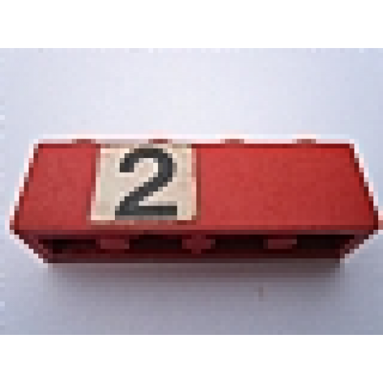 Brick 1 x 4 with Black Number 2 on White Background Pattern (Sticker) - Set 148
