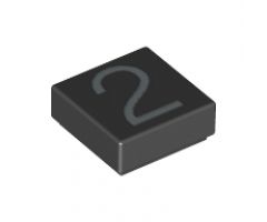Tile 1 x 1 with Silver Number 2 Pattern