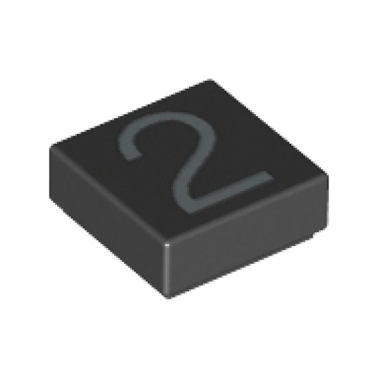 Tile 1 x 1 with Silver Number 2 Pattern