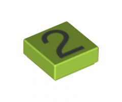 Tile 1 x 1 with Silver Number 2 Pattern