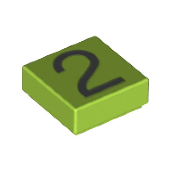 Tile 1 x 1 with Silver Number 2 Pattern