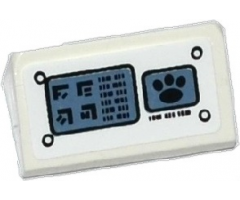 Slope 30 1 x 2 x 2/3 with Control Panel with Rivets and Alien Characters and Paw Print on Screens Pattern (Sticker) - Set 70223